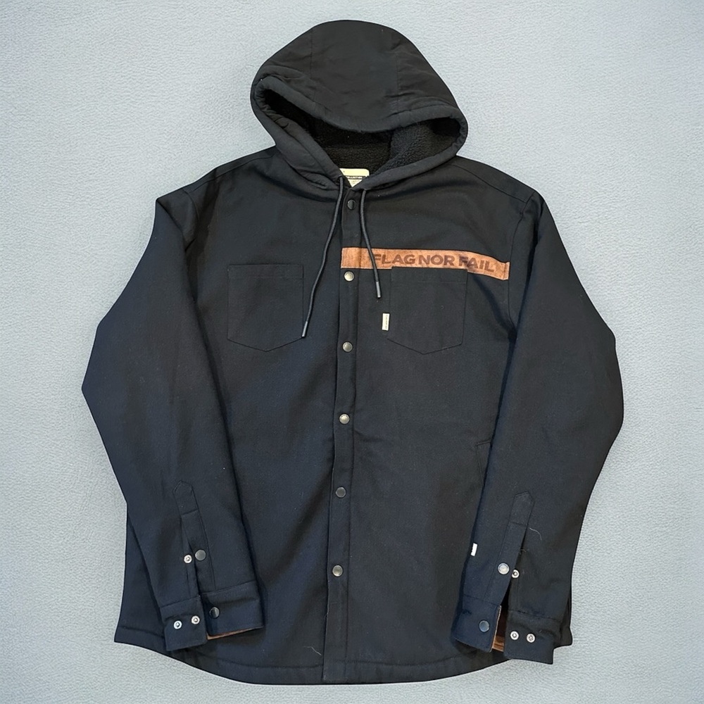 Flag Nor Fail Black Hooded Shirt Jacket